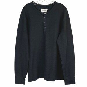 Goodfellow & Co Mens Black Knit Cotton Blend Long-Sleeve Henley Shirt XL EUC